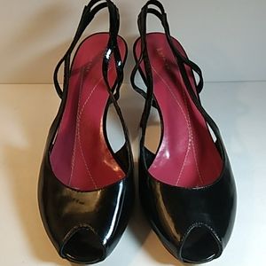 Kate Spade Black Patent Leather Slingback Sz 7.5